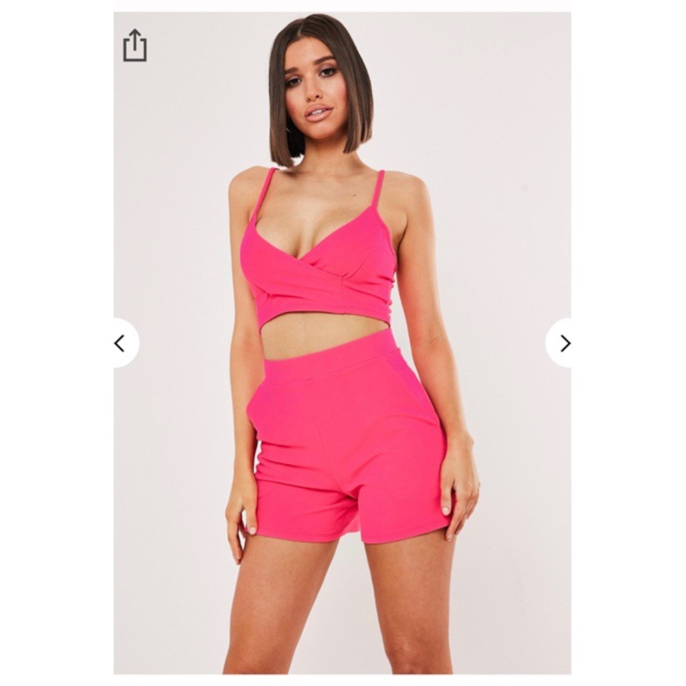 Missguided pink crop top and shorts set